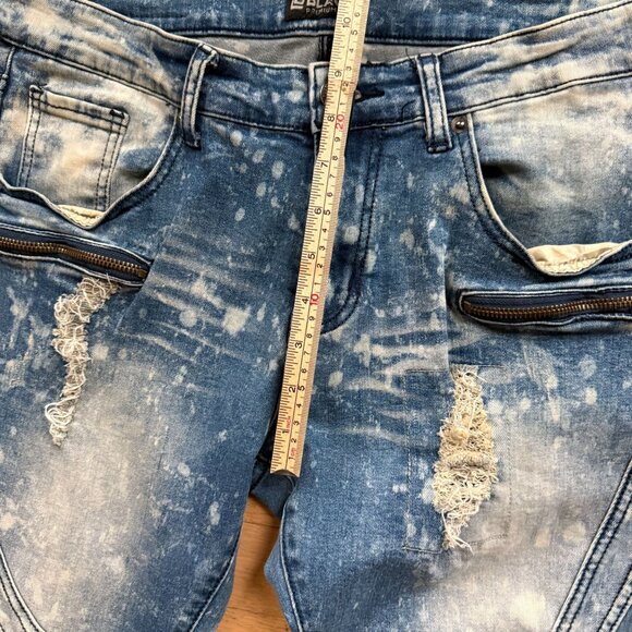 CJ Black Premium Denim Distressed Skinny Jeans Mens Size 32x30 Moto Biker Blue - Picture 6 of 10
